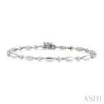 White Gold Bezel Set Diamond Boat Link Bracelet thumbnail 1